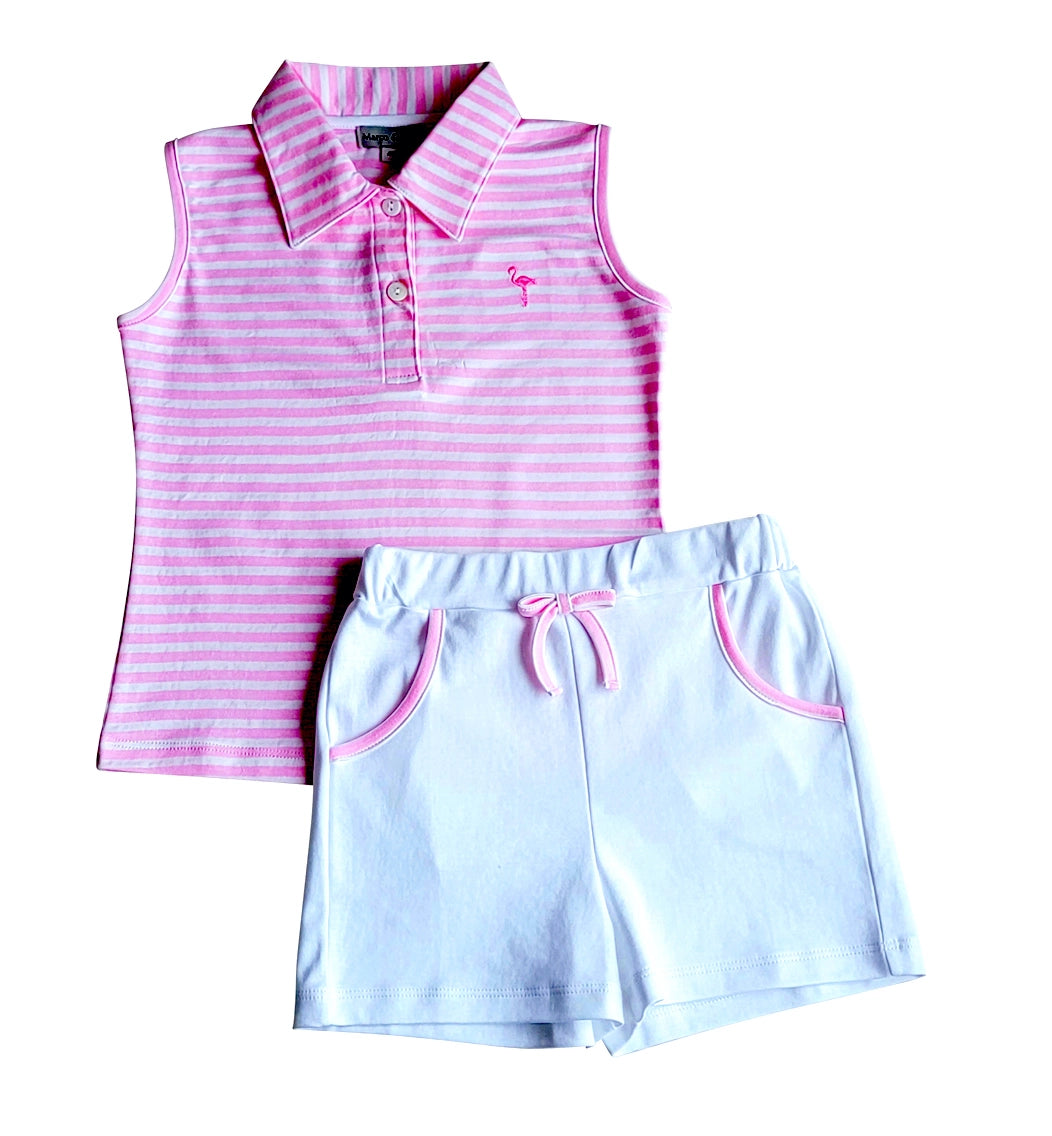 Flamingo Pink Top & Short Set Pima Cotton