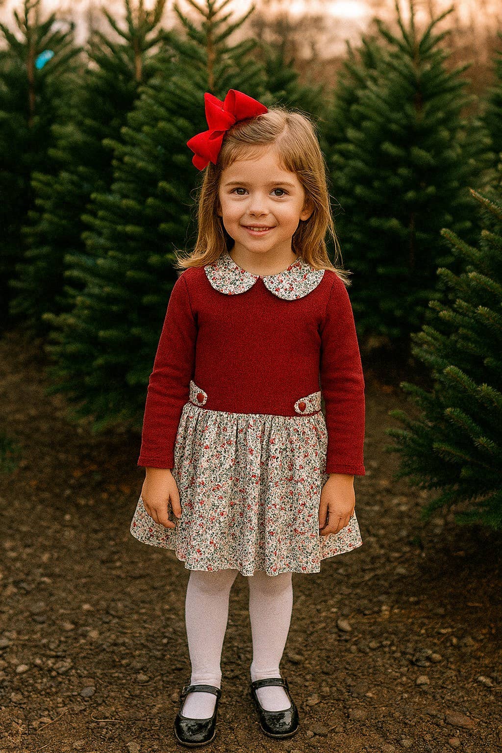 Callie & Carter Christmas Fleece Floral Dress
