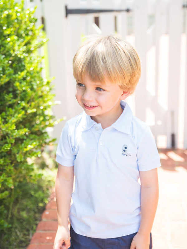 Boy's Blue Cowboy Boot Polo