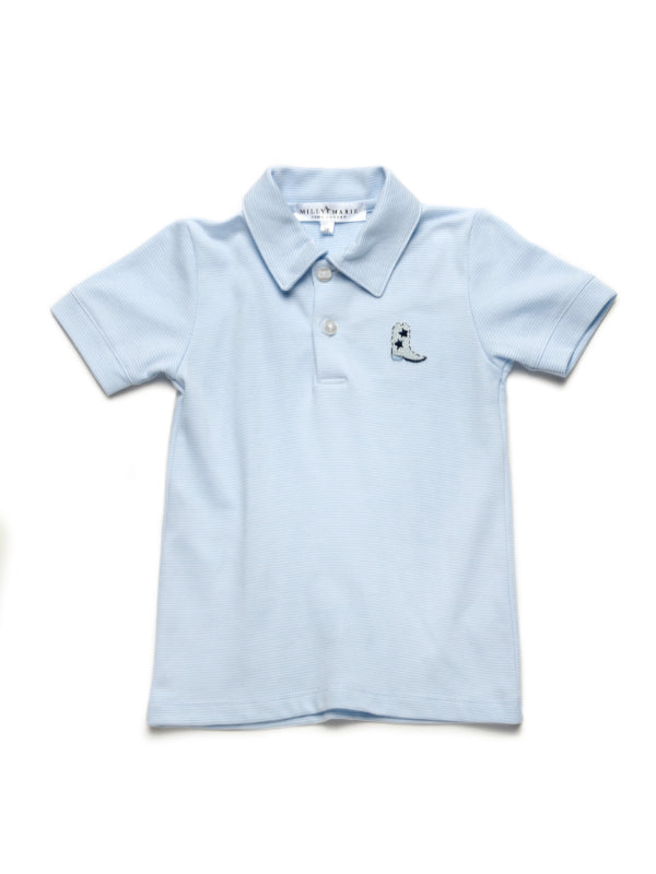 Boy's Blue Cowboy Boot Polo