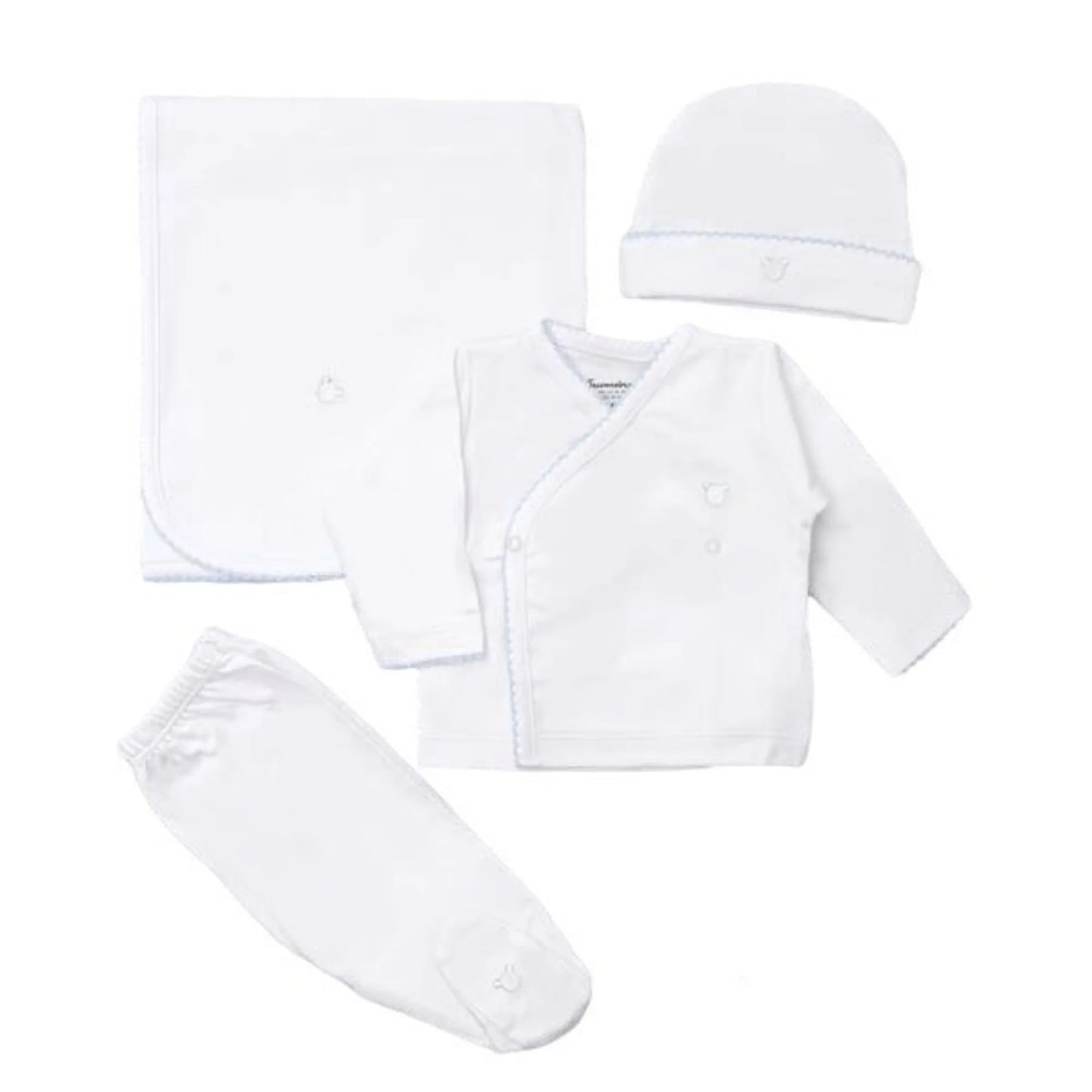 Pima Cotton Newborn Set White & Blue