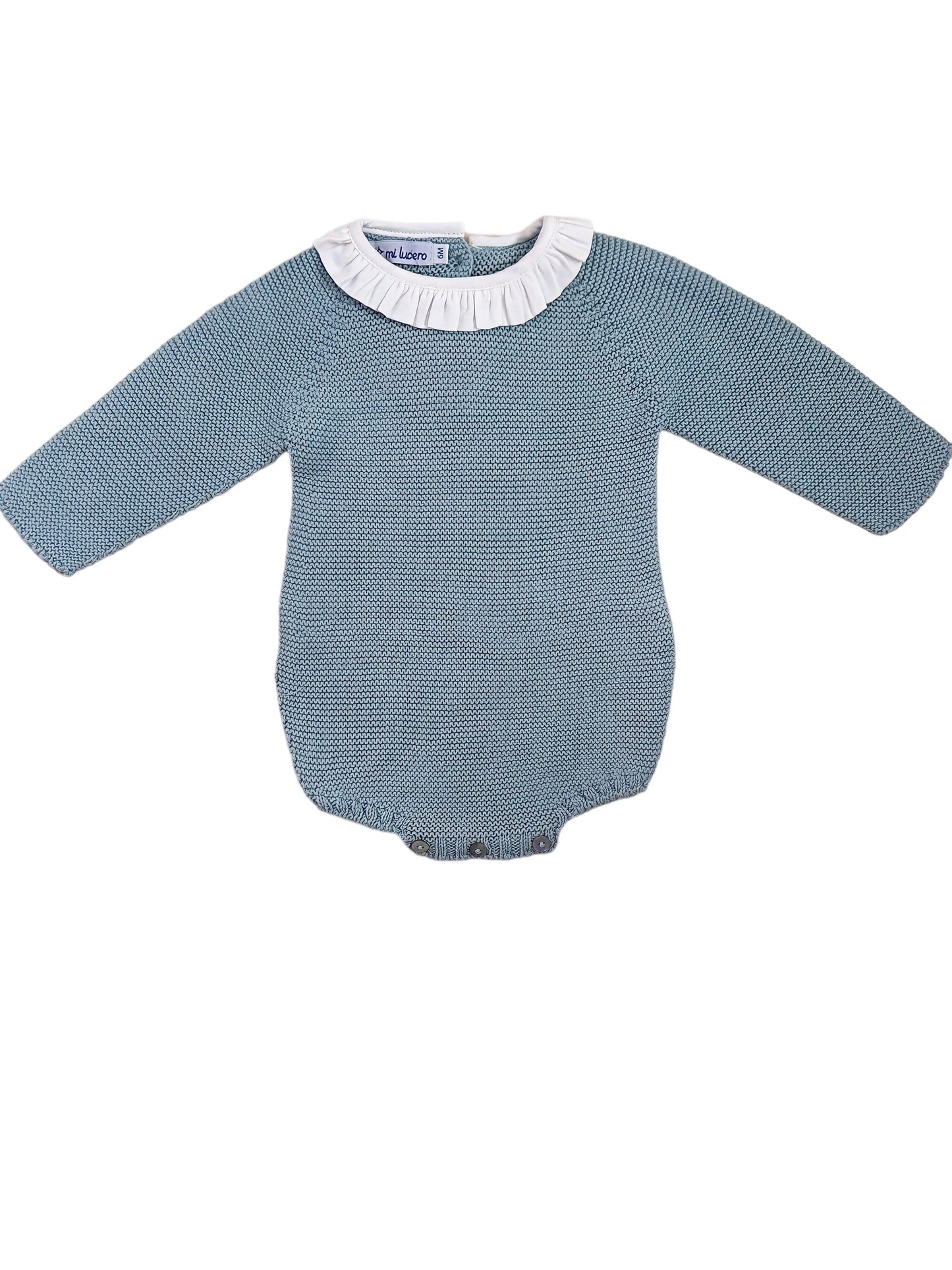 Jade Green Garter Stich Ruffle Collar Bubble