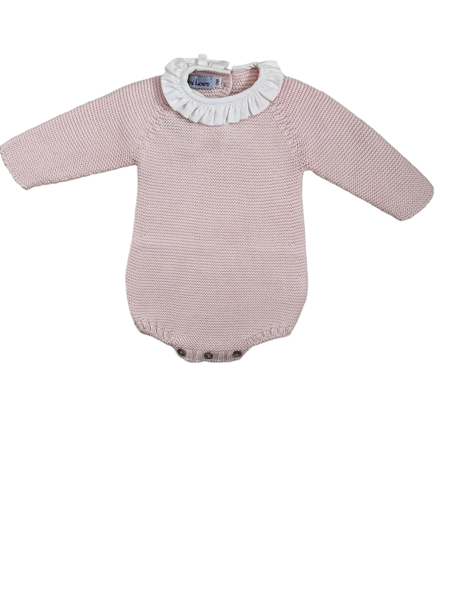 Pink Garter Stich Ruffle Collar Bubble