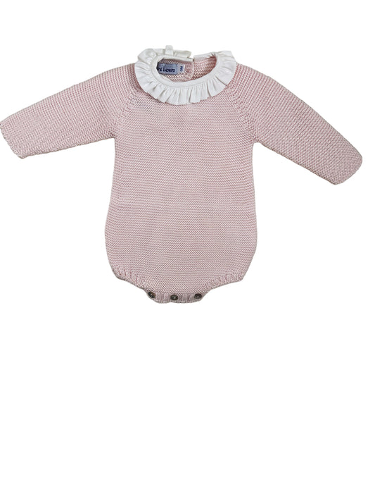 Pink Garter Stich Ruffle Collar Bubble