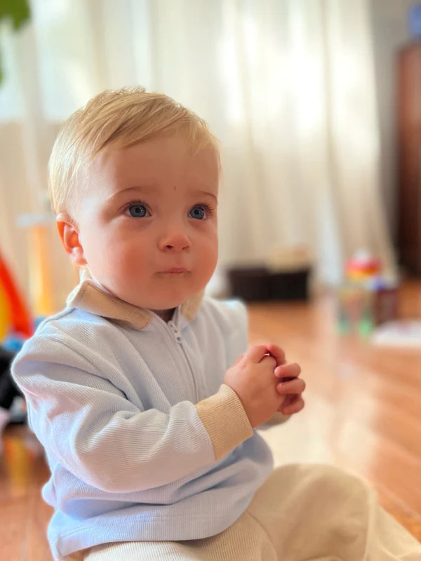 Boy's Special Knit Zipper Polo Set