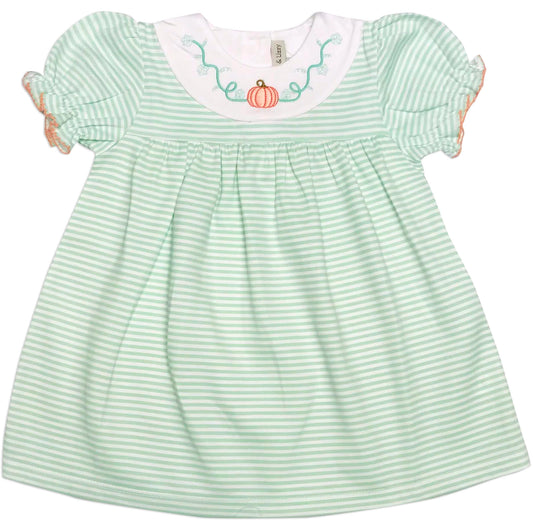 Pumpkins Striped Embroidery Girl Dress