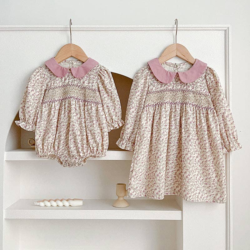 Autumn Pink Floral Matching Sister Onsie