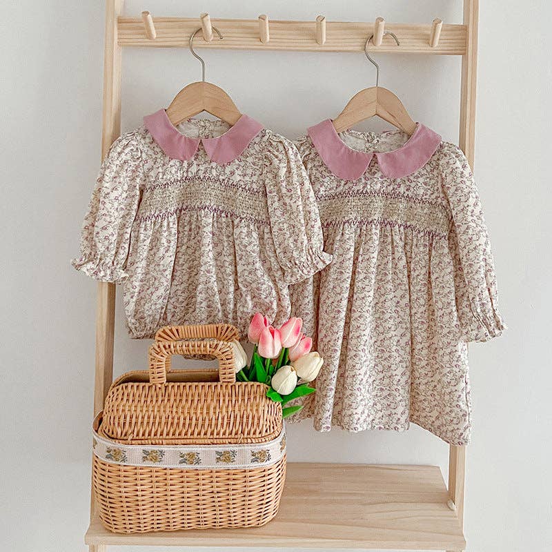 Autumn Pink Floral Matching Sister Onsie