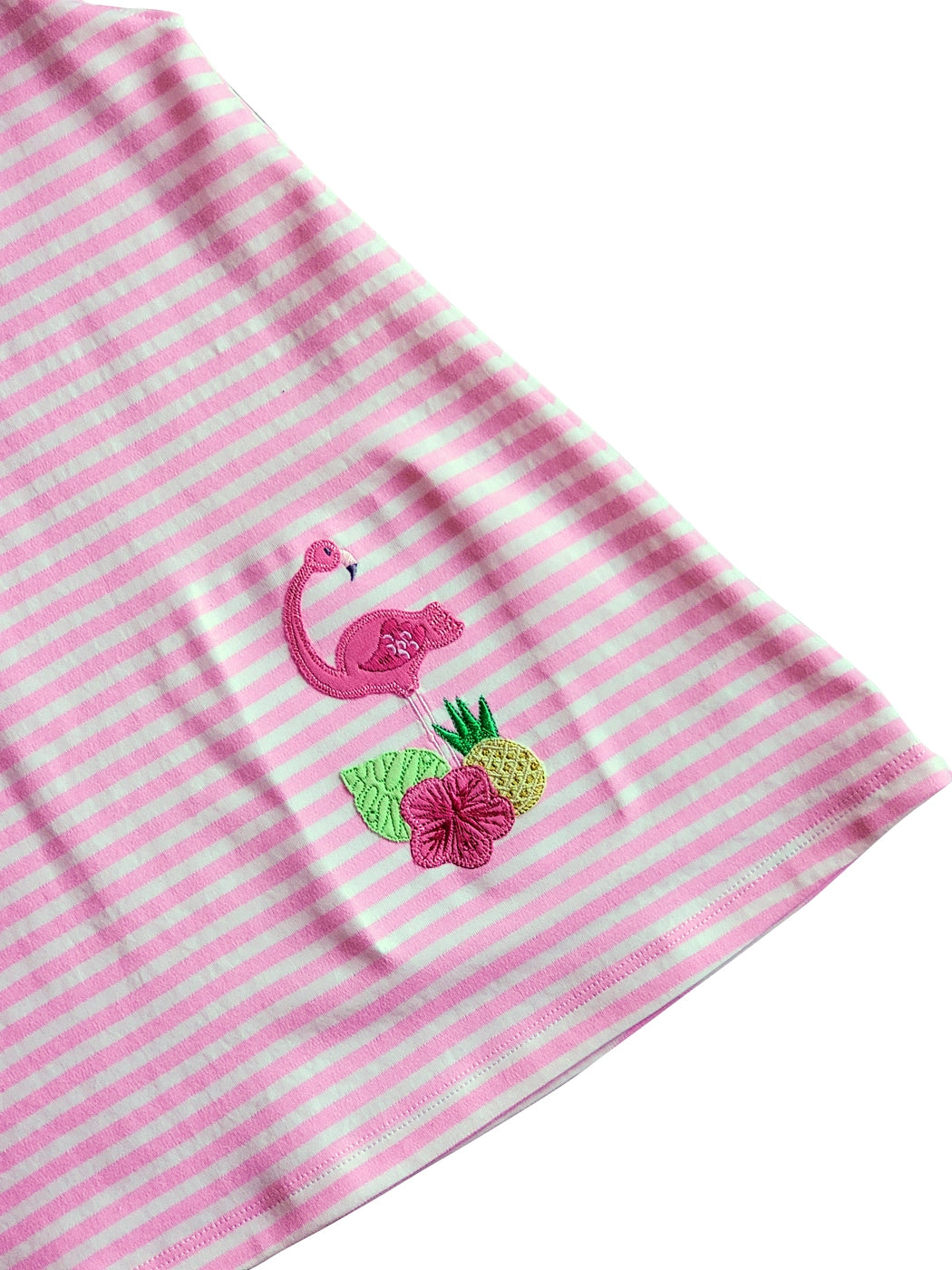 Flamingo Pink Applique A Line Dress Pima Cotton