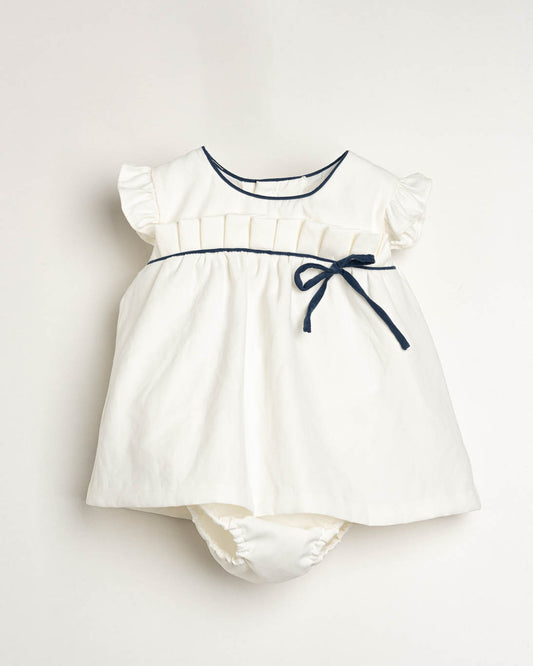 Princess White Dress and Navy Blue Lace