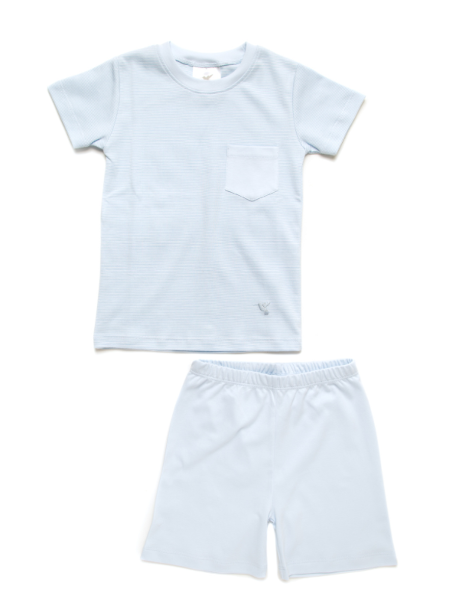 Boy's Blue Mini Stripe Summer Loungewear Set