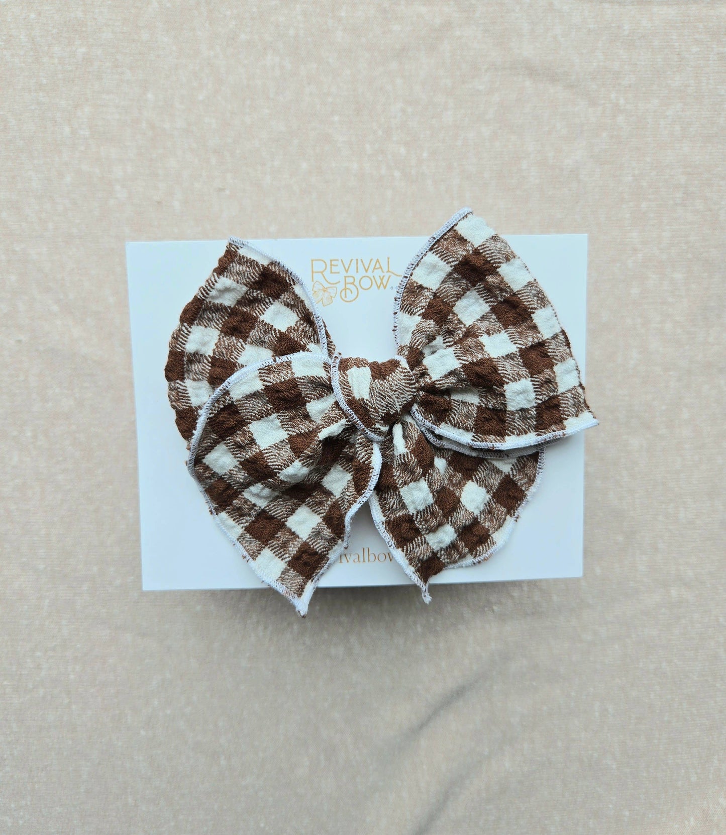 Fable Bow on Clip • Brown Gingham