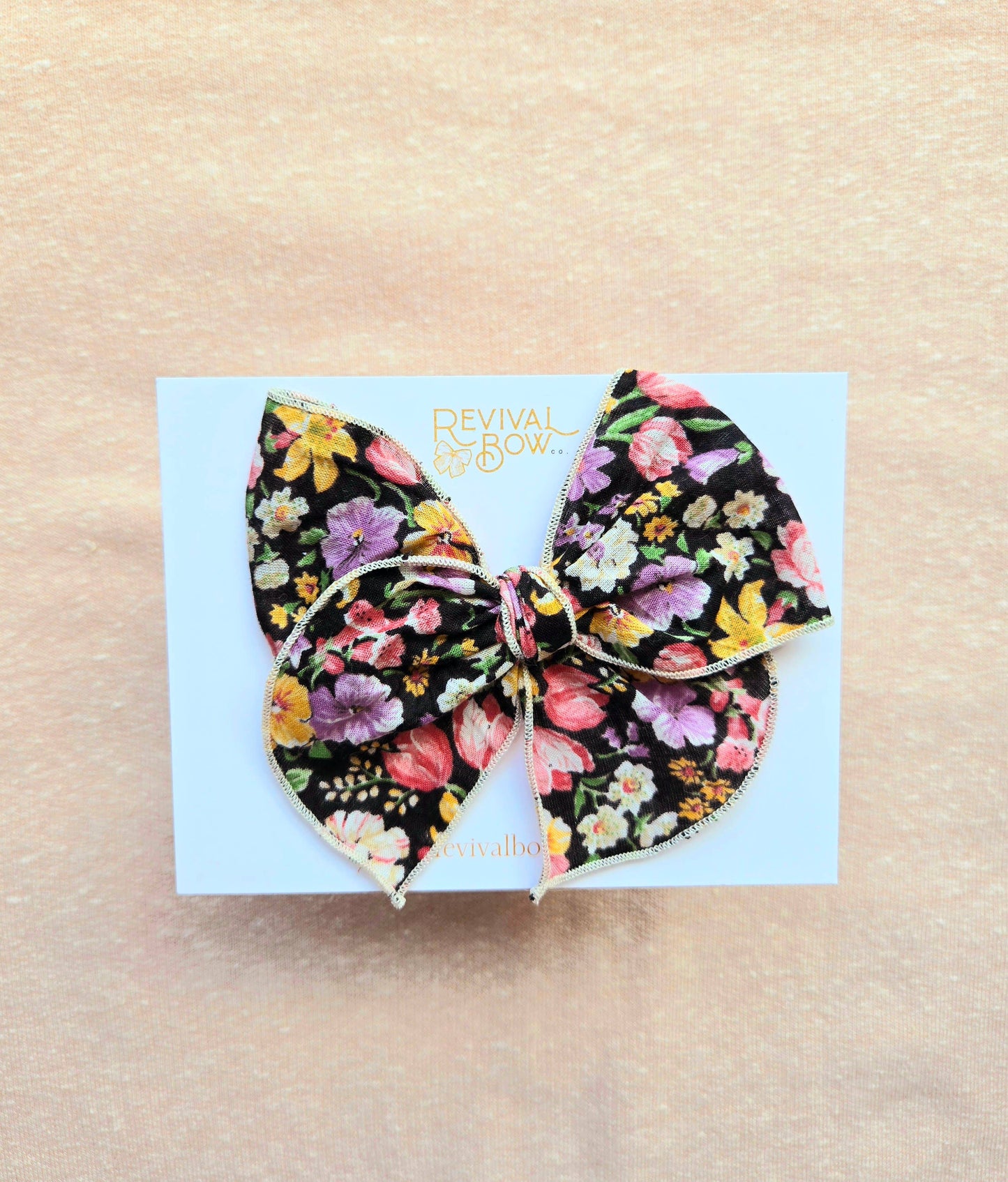 Black Floral Fable Hair Bow Clip