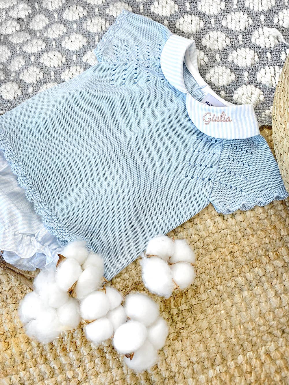 Wonder Blouse & Cloud Collar Baby Set: Sky Blue