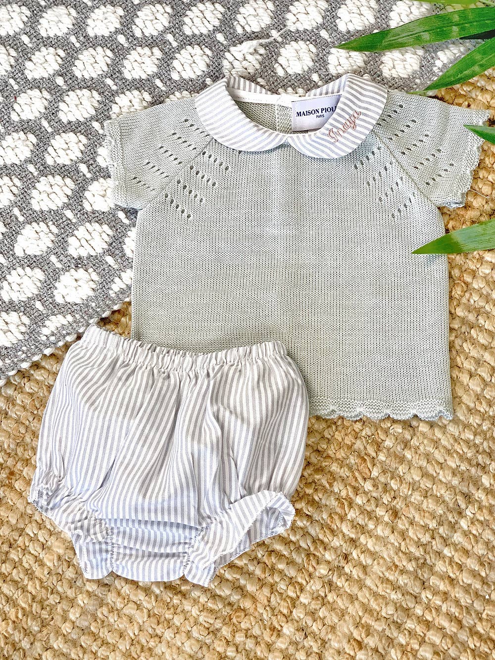 Wonder Blouse & Cloud Collar Baby Set: Gray