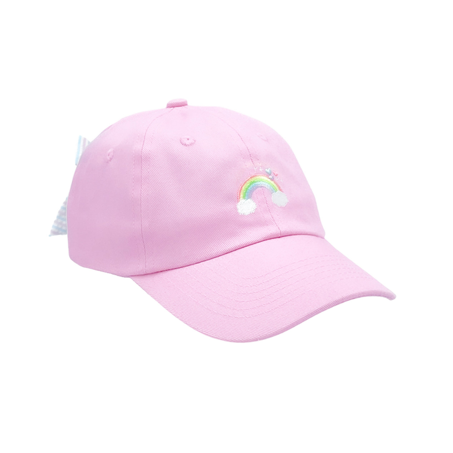 Rainbow Sparkle Bow Baseball Hat (Baby, Youth, Junior): Youth (ages 2-7)