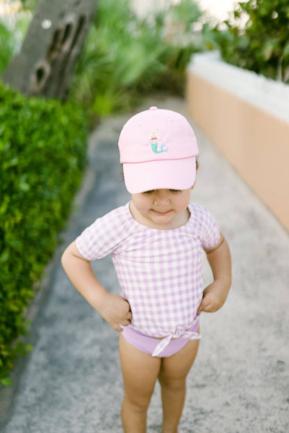Pink Mermaid Bow Baseball Hat (Baby, Youth): Youth