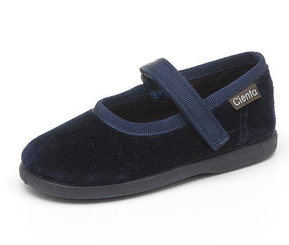 Velvet Mary Jane - Navy Strap Shoe