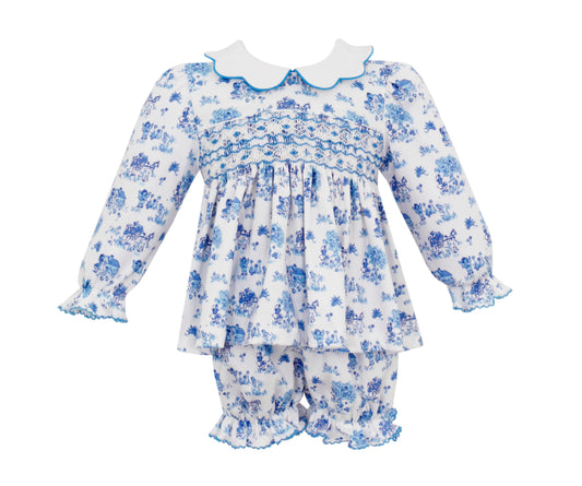 STELLA - Bloomer Set L/S - Blue French Toille Knit - EXCLUSIVE PRINT