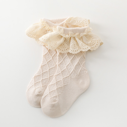 Baby & Toddler socks with ruffles: White