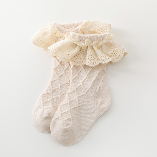 Baby & Toddler Socks with ruffles: Cream