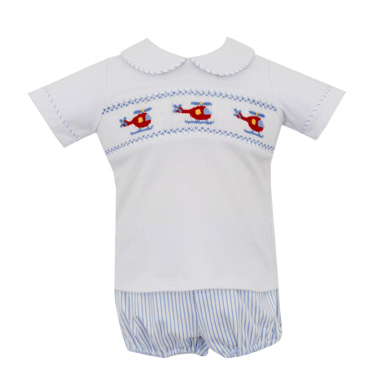 Boy's Diaper Set S/S - Blue Stripe Knit
