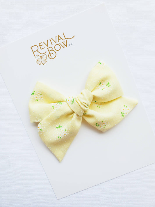 Large Pinwheel Bow • Yellow Bow • Floral • Vintage • Yellow