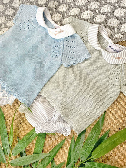 Wonder Blouse & Cloud Collar Baby Set: Sky Blue