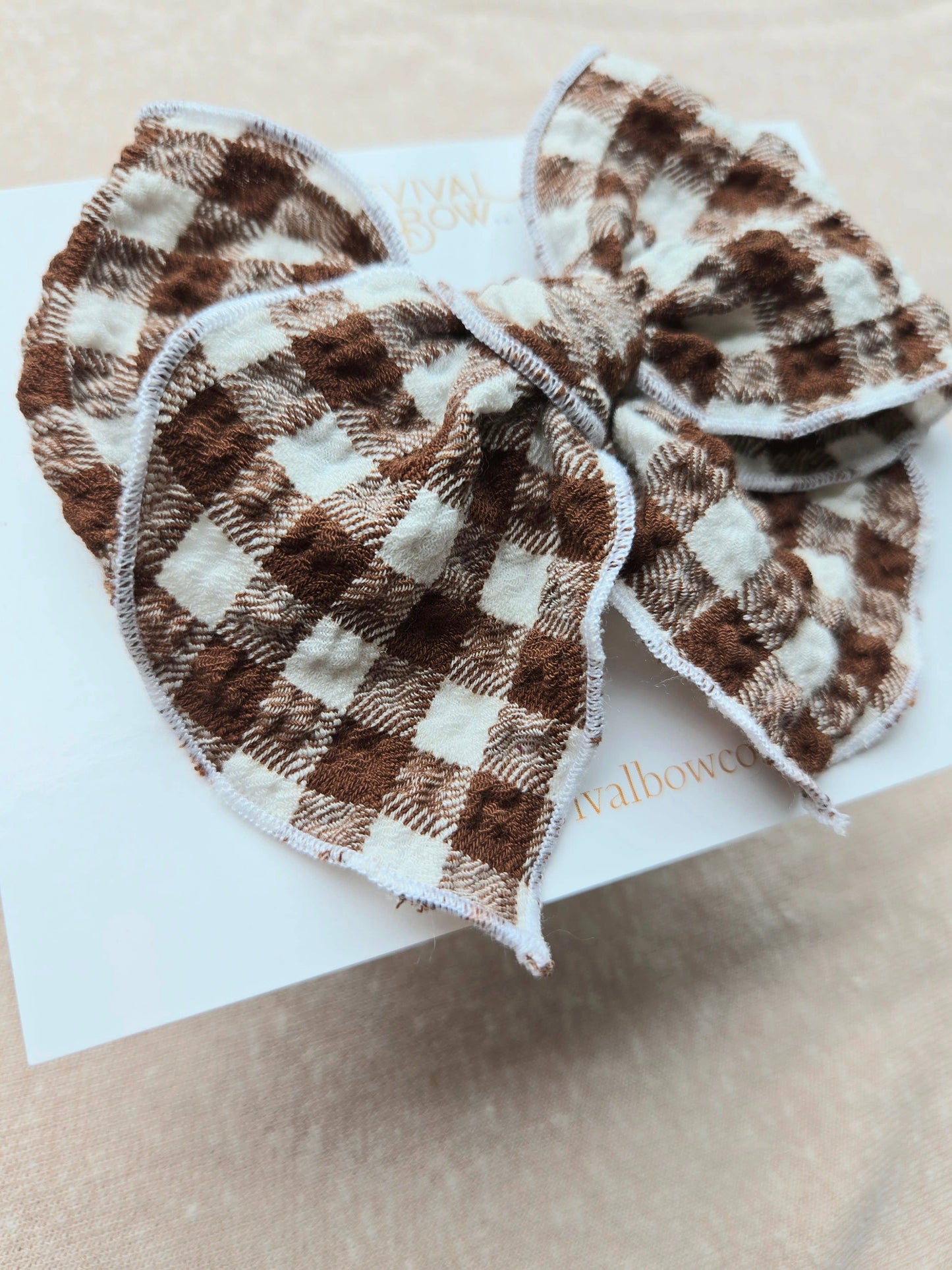 Fable Bow on Clip • Brown Gingham