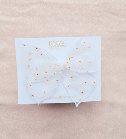 Sheer Daisy Fable Hair Bow on Clip