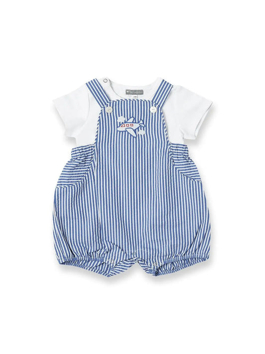 Airplane Striped Romper Set