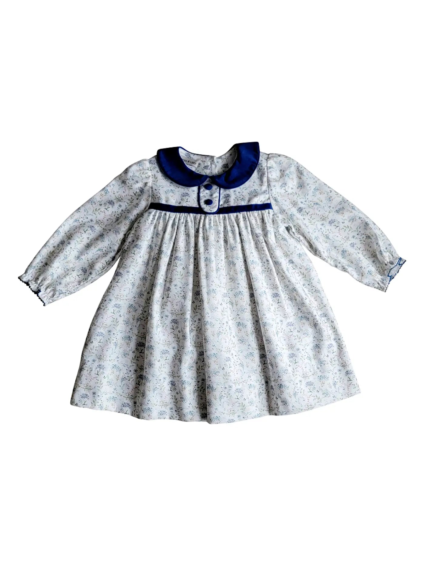 Mia Long Sleeve Fall Blue Flowers Girl's Float Dress