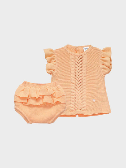 Peach Knit Diaper Set