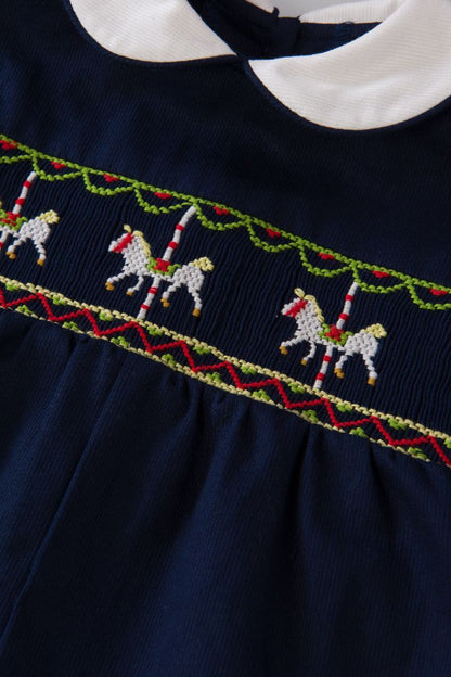 Horse Carousel Smocked Romper