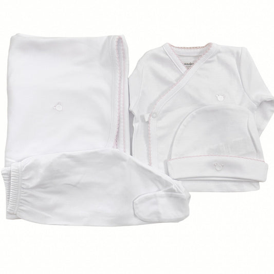 Pima Cotton Newborn Set White & Pink