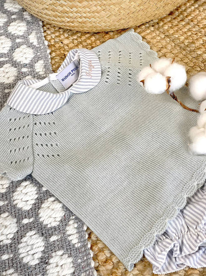 Wonder Blouse & Cloud Collar Baby Set: Gray