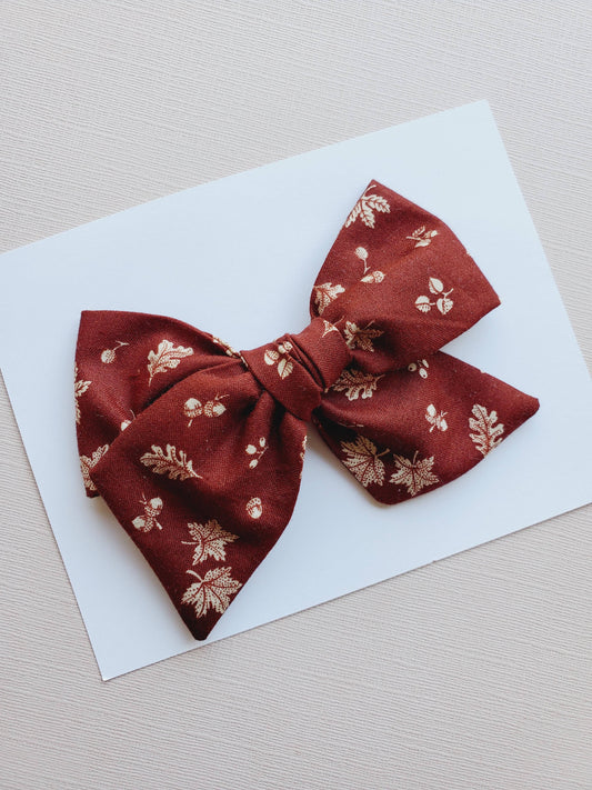 Fall Acorn Large Pinwheel Hair Bow