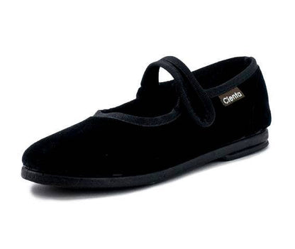 Velvet Mary Jane- Black Strap Shoe