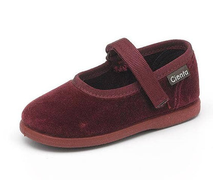 Velvet Mary Jane - Burgundy Strap Shoe