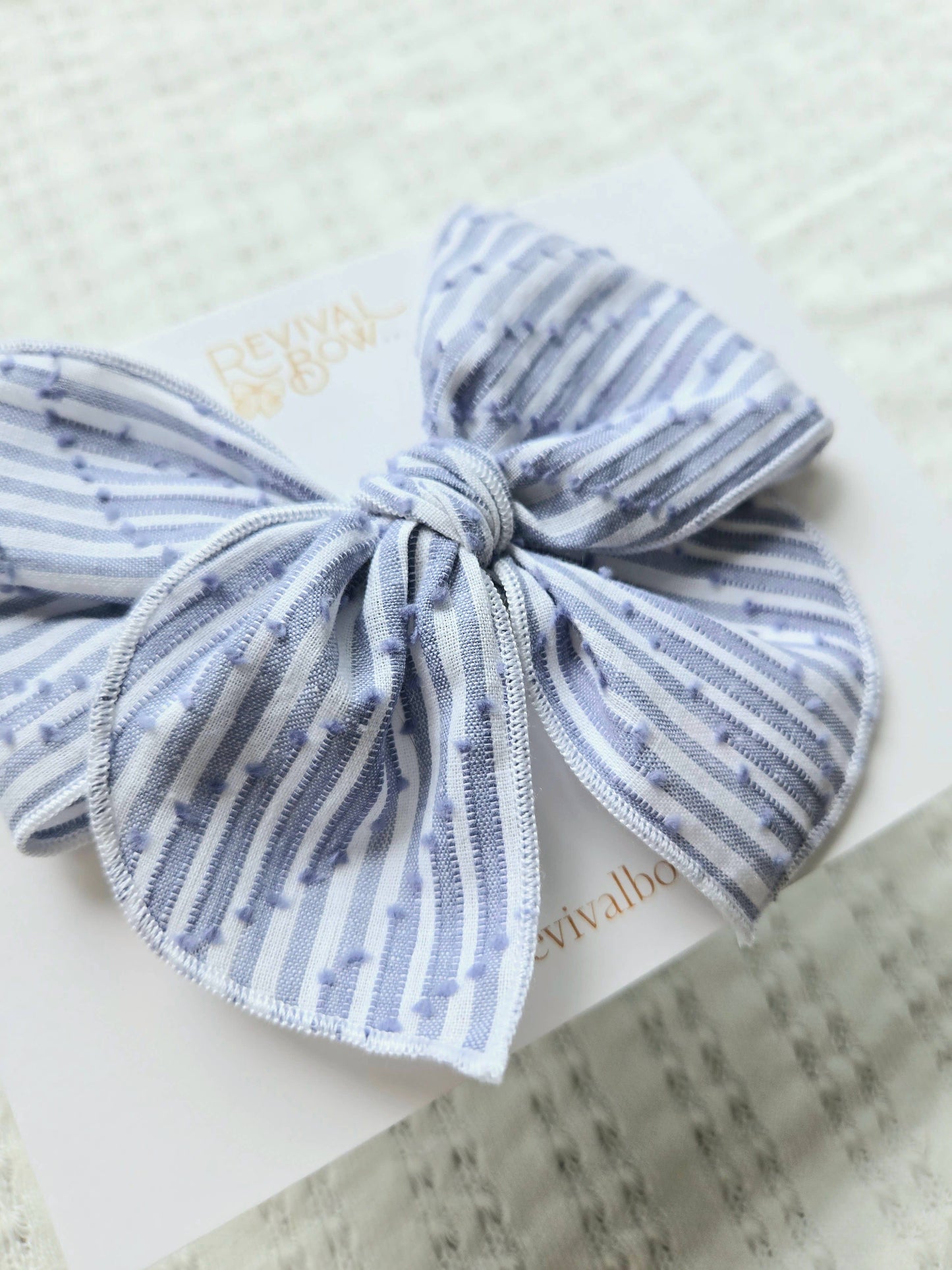 Fable Bow on Clip • Blue Stripe/Dot