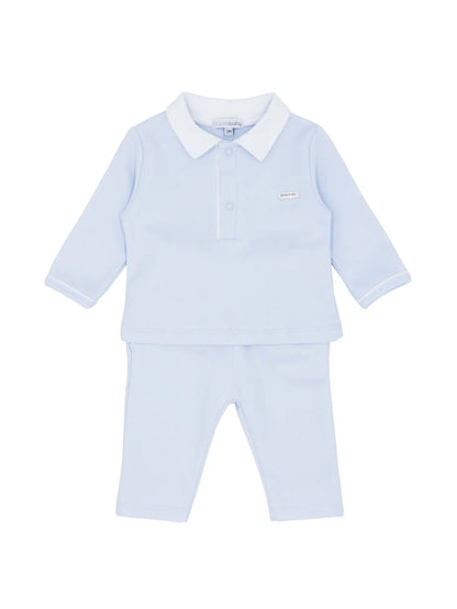 Boys Blue Polo Shirt and Trouser Set