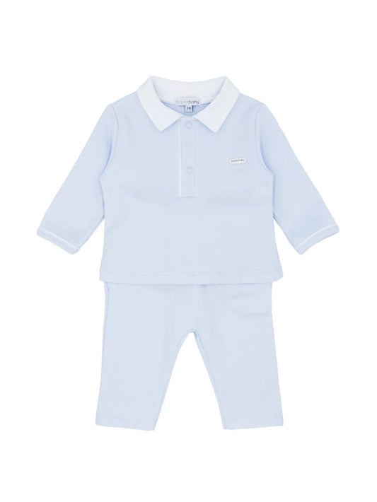 Boys Blue Polo Shirt and Trouser Set