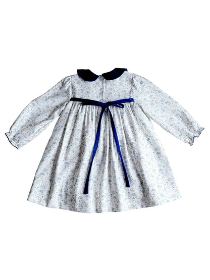 Mia Long Sleeve Fall Blue Flowers Girl's Float Dress