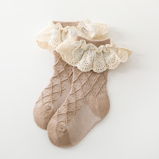 Baby Socks with ruffles: Brown